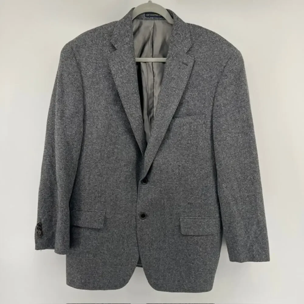 Hart Schaffner Marx Wool Silk Sport Coat Mens 44R Gray Business Professional